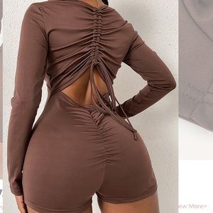 Brown Runched Romper